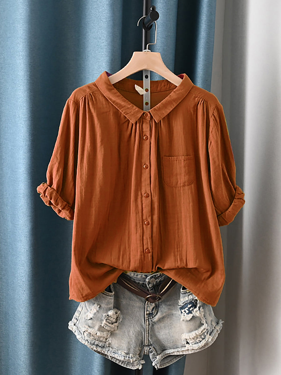 Women's Plus Size Cotton Top – round neck short or long sleeve, view 11 | The Calanthe | Huna