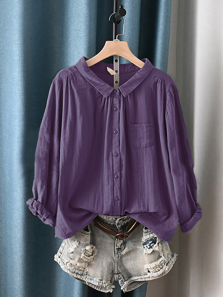 Women's Plus Size Cotton Top – round neck short or long sleeve, view 20 | The Calanthe | Huna