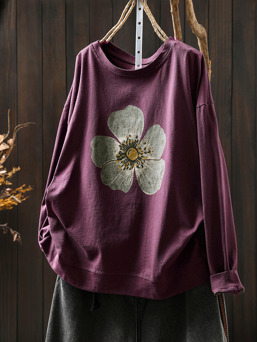 Women's Plus Size Floral Blouse – cotton crew neck, view 12 | The Nerissa | Huna
