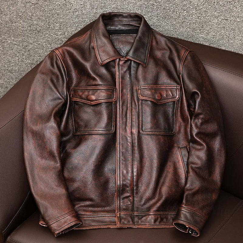 Men's pu leather collared jacket – The Anthony by Huna – view 5