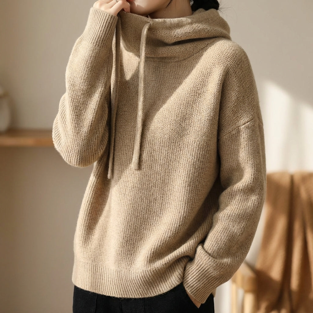 Women's Merino Knit Hoodie UK – relaxed hooded layer, view 1