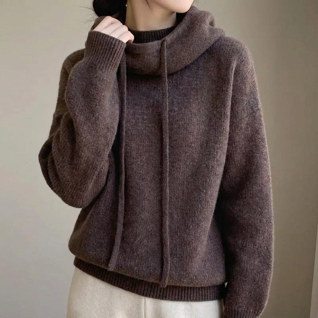 Women's Merino Knit Hoodie UK – relaxed hooded layer, view 4