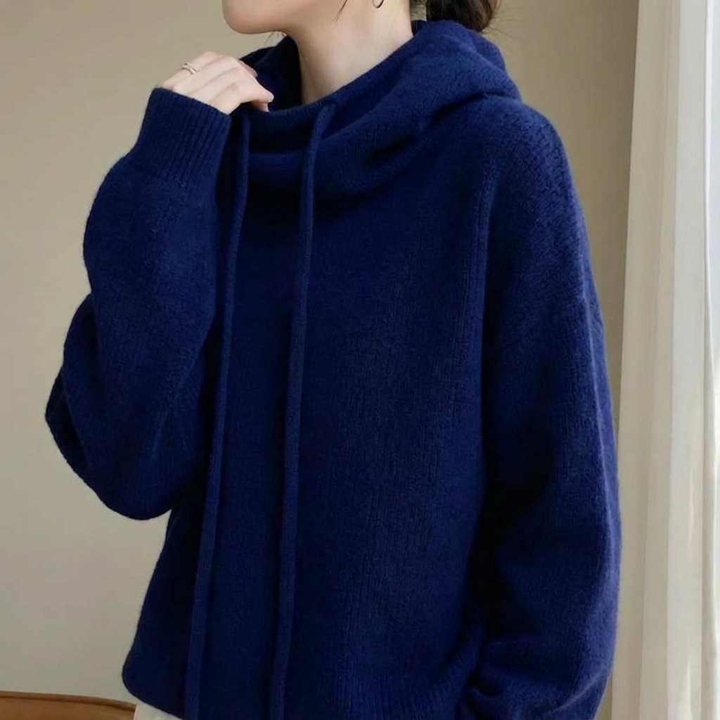 Women's Merino Knit Hoodie UK – relaxed hooded layer, view 5