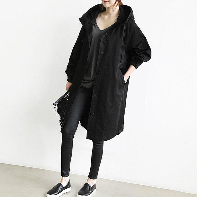 Women's Hooded Trench Coat UK – high-neck rainy-day layer, view 2