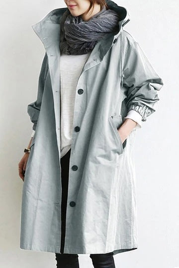 Women's Hooded Trench Coat UK – high-neck rainy-day layer, view 3