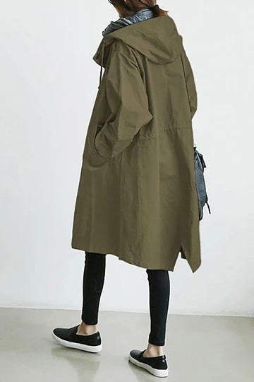 Women's Hooded Trench Coat UK – high-neck rainy-day layer, view 4