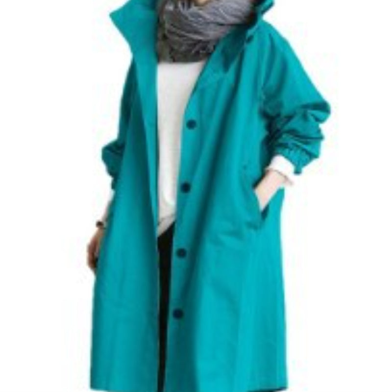 Women's Hooded Trench Coat UK – high-neck rainy-day layer, view 5