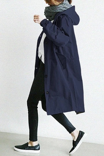 Women's Hooded Trench Coat UK – high-neck rainy-day layer, view 6