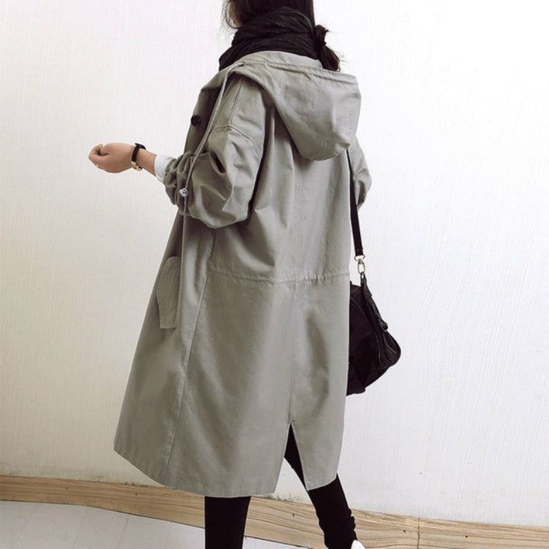 Women's Hooded Trench Coat UK – high-neck rainy-day layer, view 7