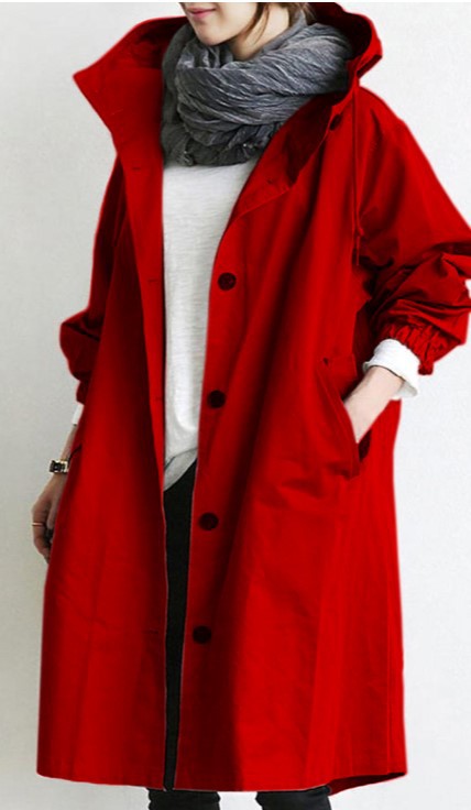 Women's Hooded Trench Coat UK – high-neck rainy-day layer, view 8