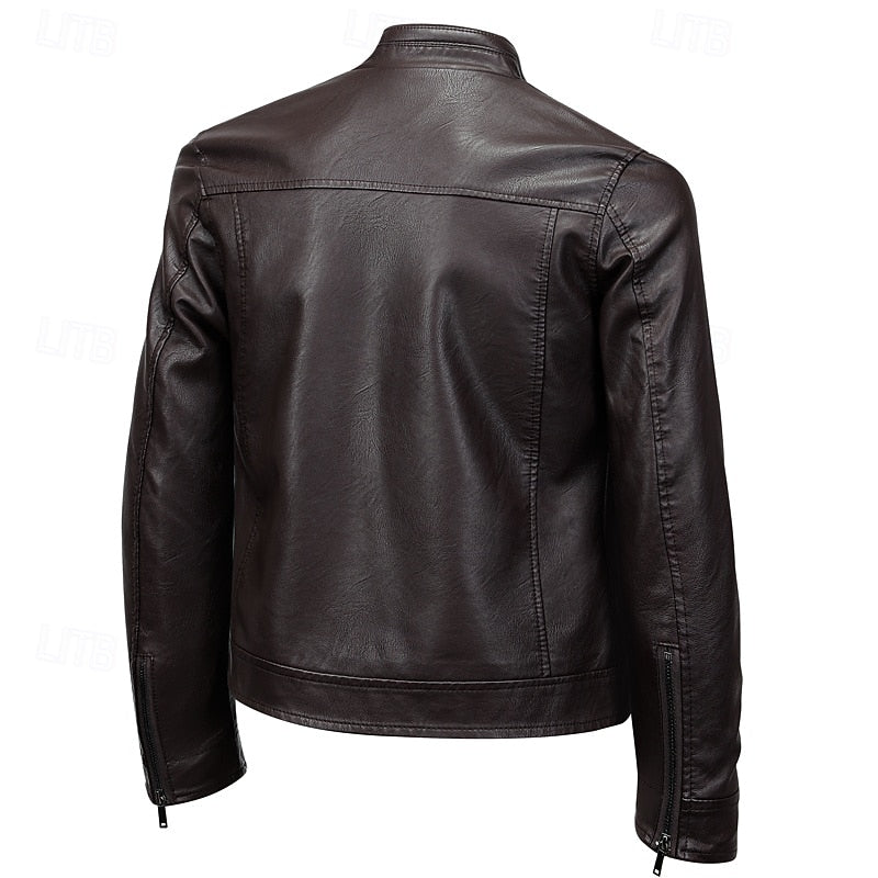 Men's pu leather moto jacket – The Mercer by Huna – view 5