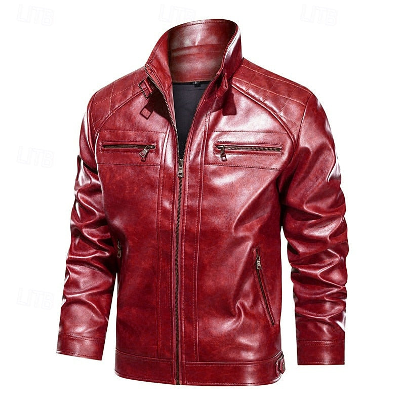 Men's pu leather biker jacket – The Beau by Huna – view 2