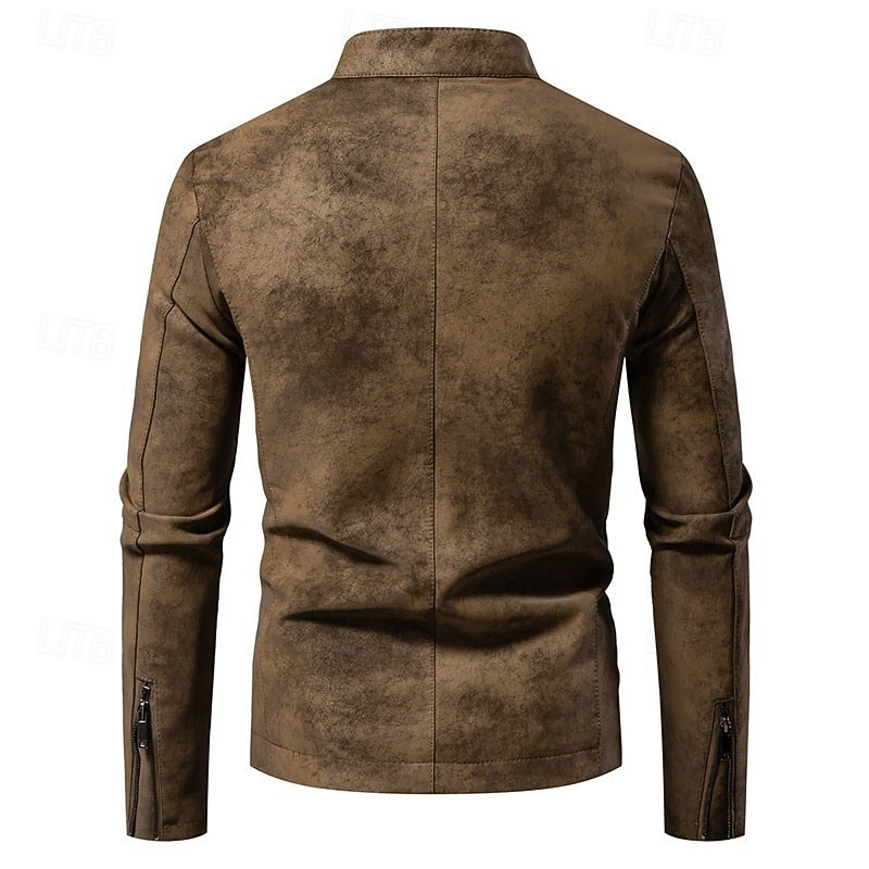 Men's pu leather biker jacket – The Chase by Huna – view 3