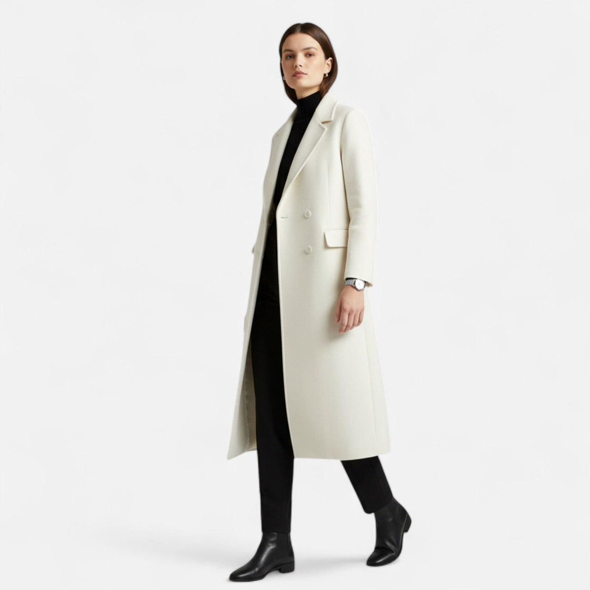 Women's Fluid Trench Coat UK – sleek double-breasted, view 2