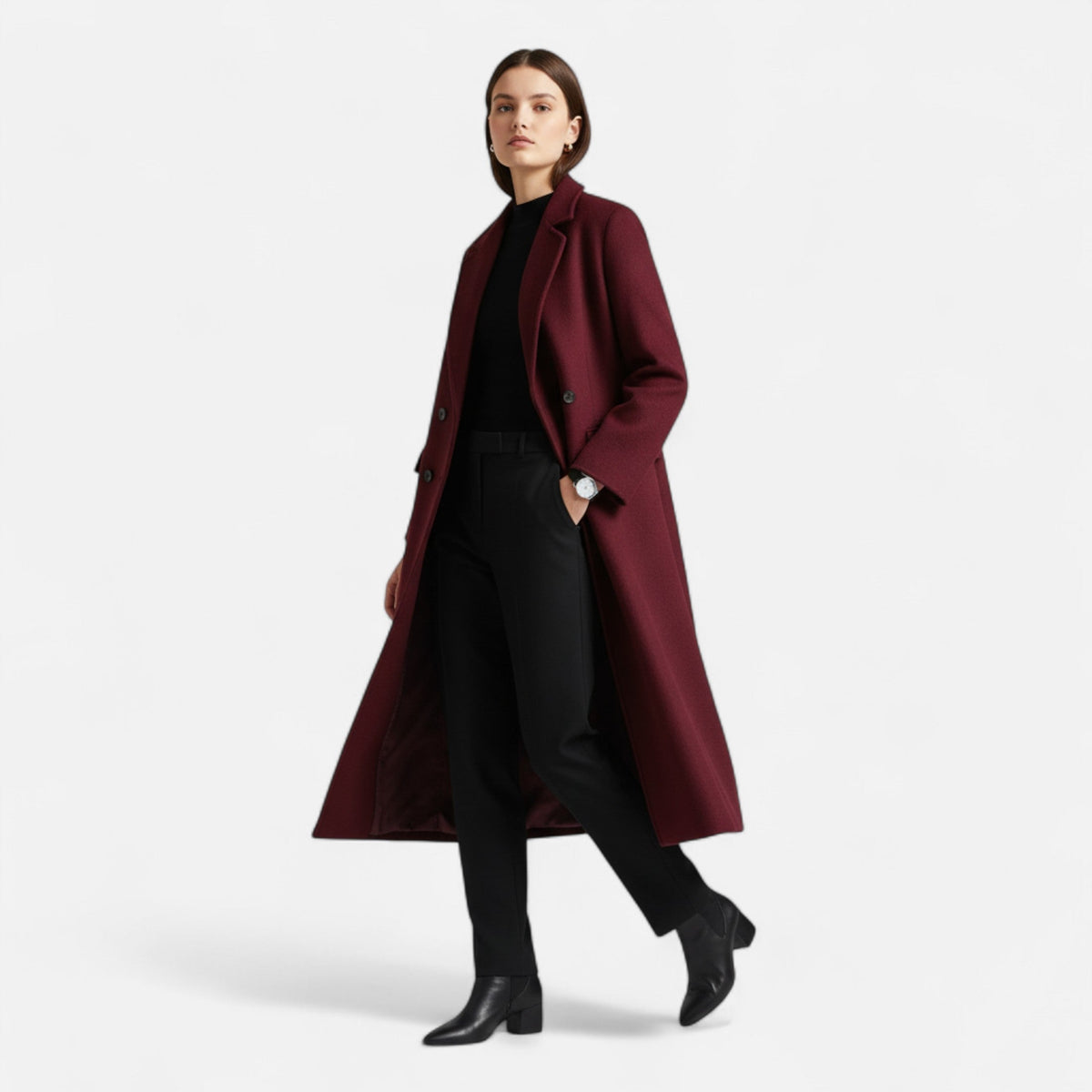 Women's Fluid Trench Coat UK – sleek double-breasted, view 6