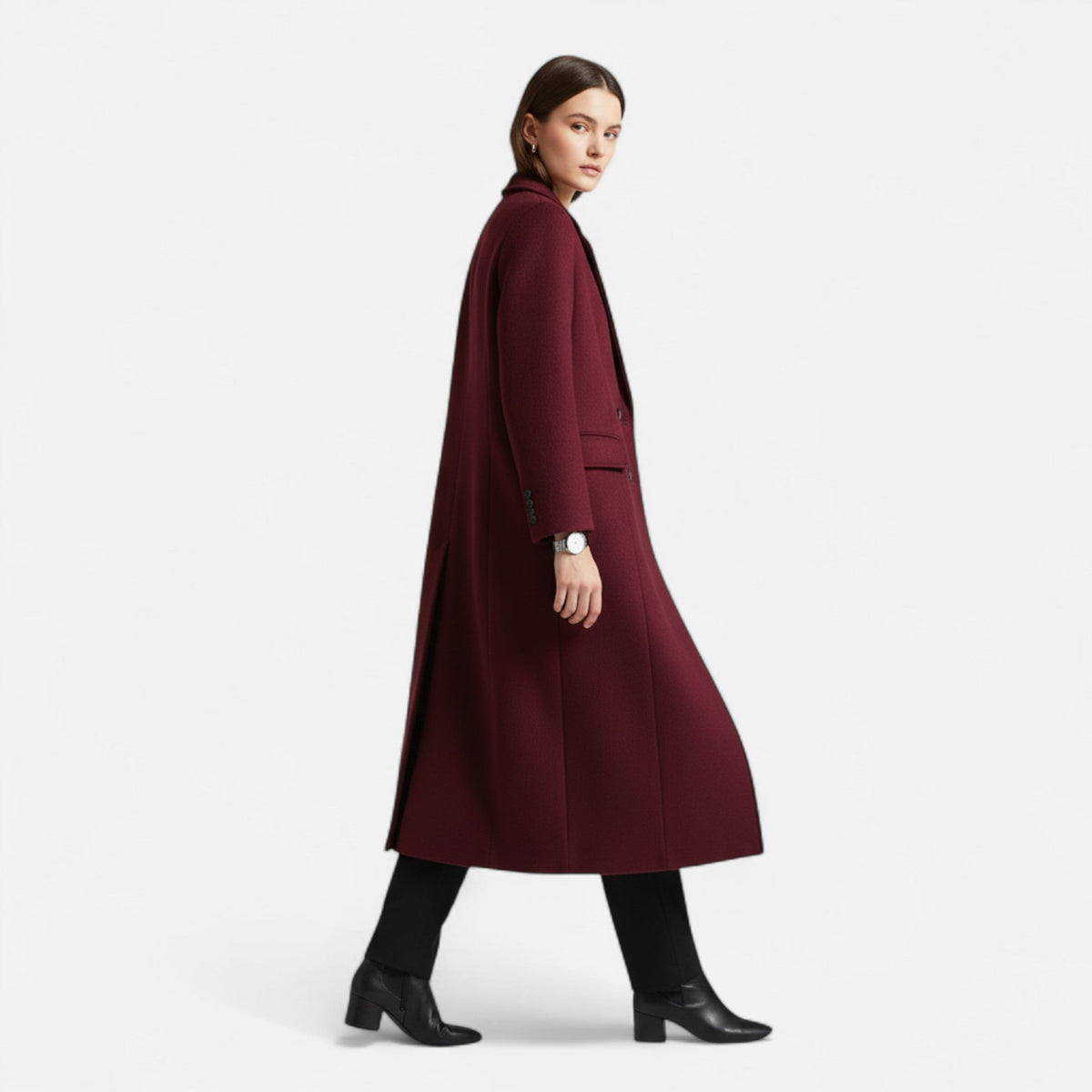 Women's Fluid Trench Coat UK – sleek double-breasted, view 8