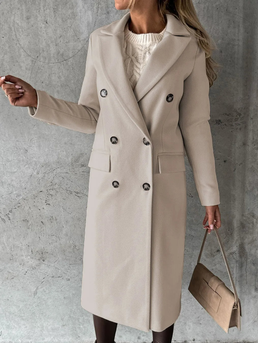 Women's Longline Coat UK – refined double-breasted, view 1