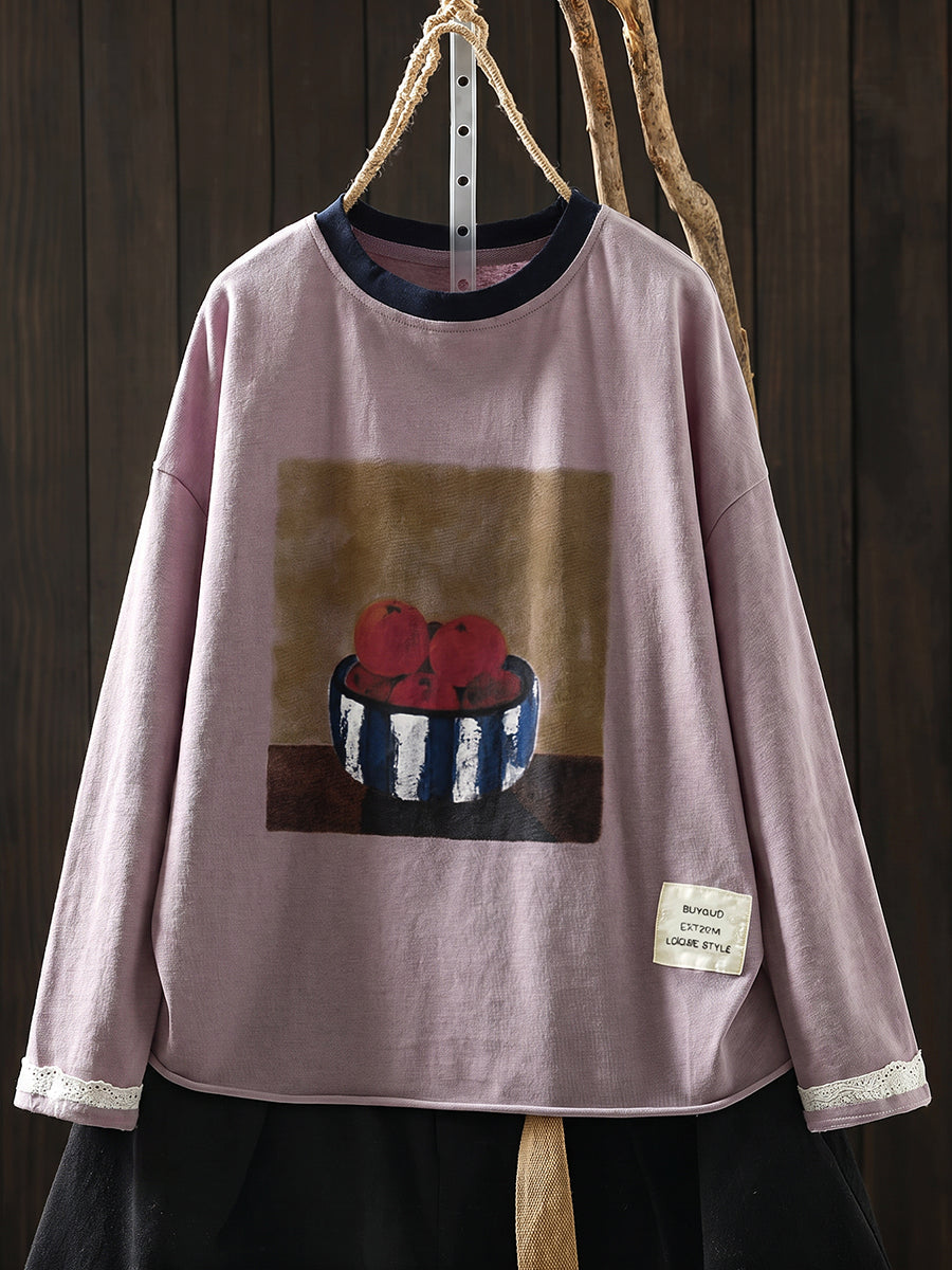 Women's Plus Size Printed Cotton T-Shirt – round neck casual top, view 12 | The Odelia | Huna