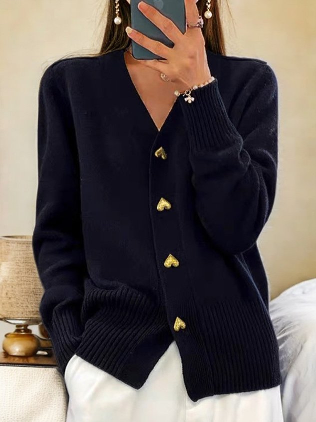 Women's Wool Cardigan UK – warm button front, view 2