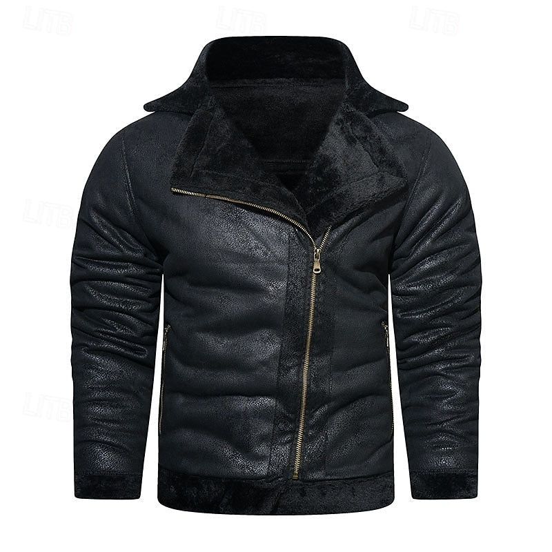 Men's pu leather biker jacket – The Ellis by Huna – view 2
