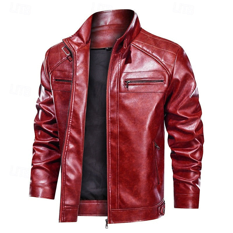Men's pu leather biker jacket – The Beau by Huna – view 1