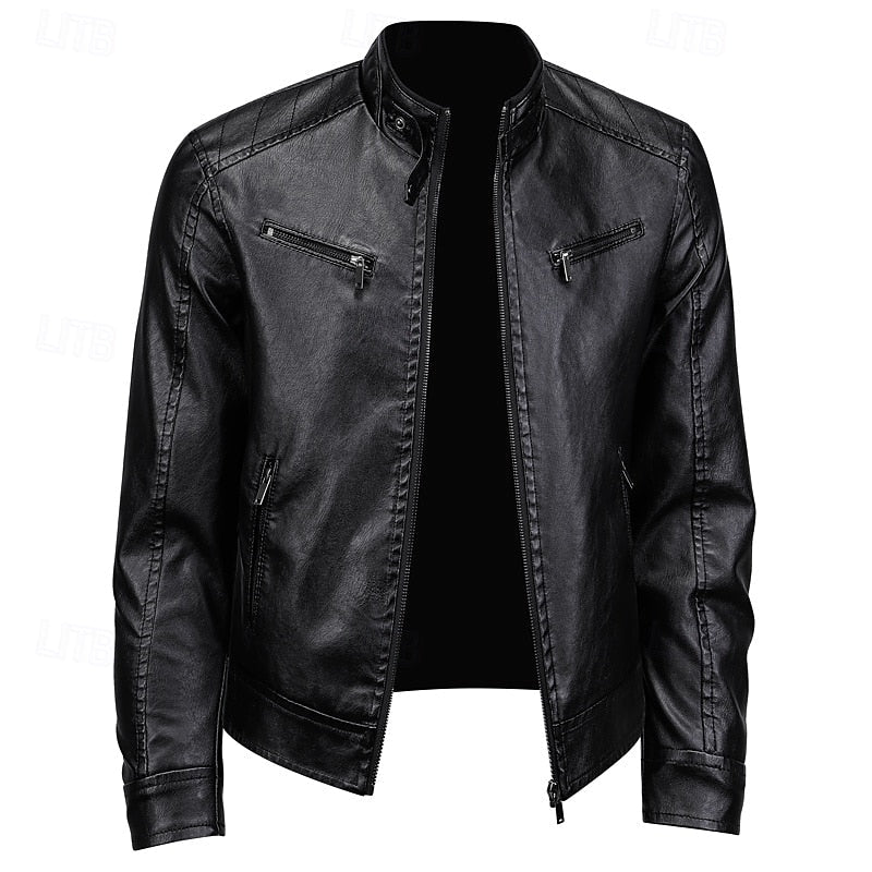 Men's pu leather moto jacket – The Mercer by Huna – view 2