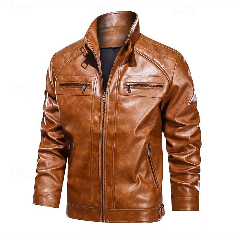Men's pu leather biker jacket – The Beau by Huna – view 6
