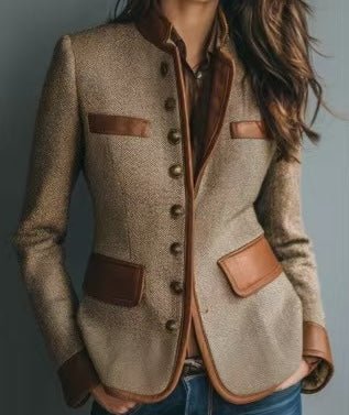 Women's Brown Tweed Jacket in brown – The Ravenna side view 1