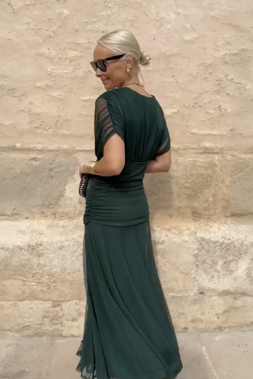 Women's Pleated Maxi Dress UK – Gradient Finish – The Aureliane – image 12