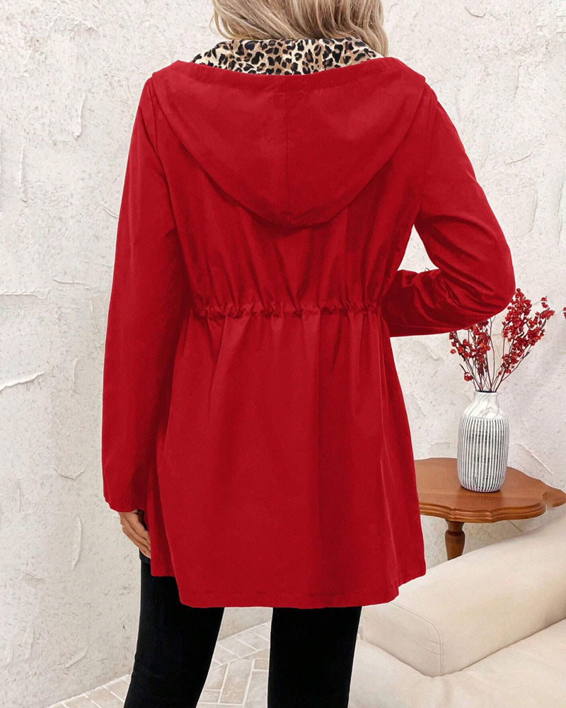 Women's Reversible Hooded Coat UK – two-way zip pocket, view 5