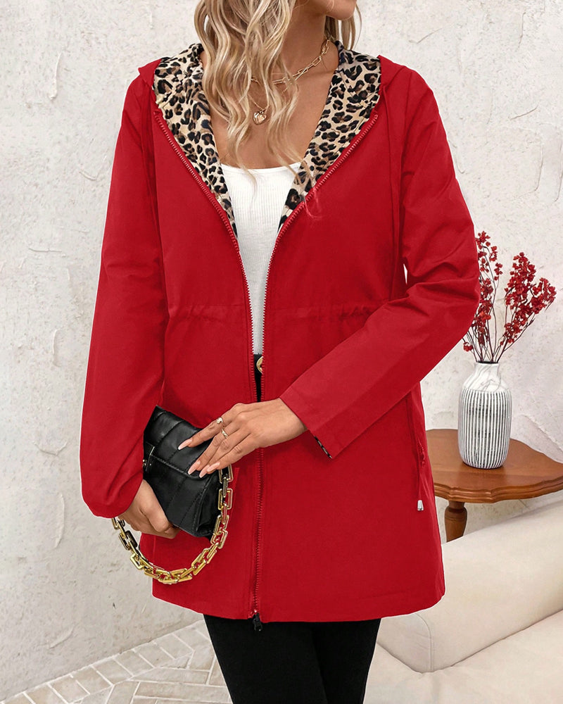 Women's Reversible Hooded Coat UK – two-way zip pocket, view 9