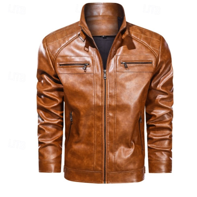 Men's pu leather biker jacket – The Beau by Huna – view 5