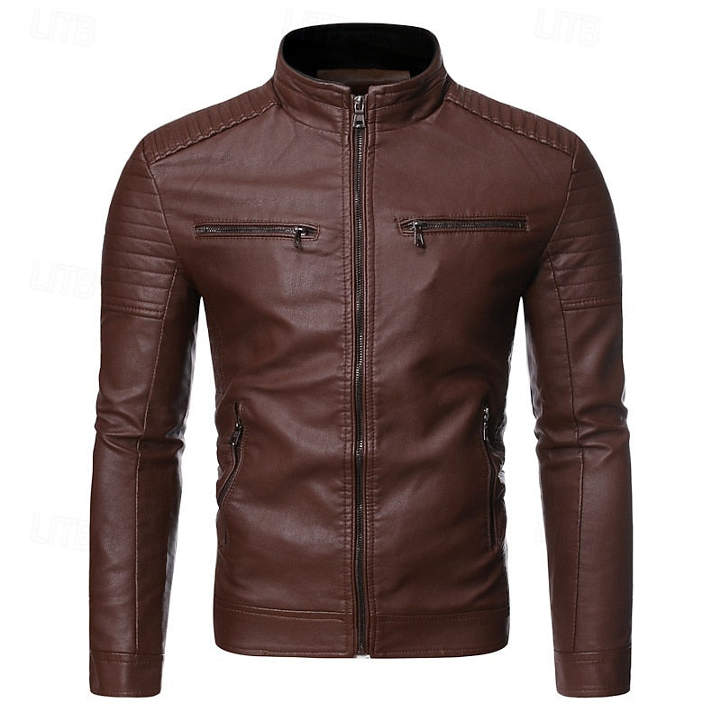 Men's pu leather biker jacket – The Chandler by Huna – view 6