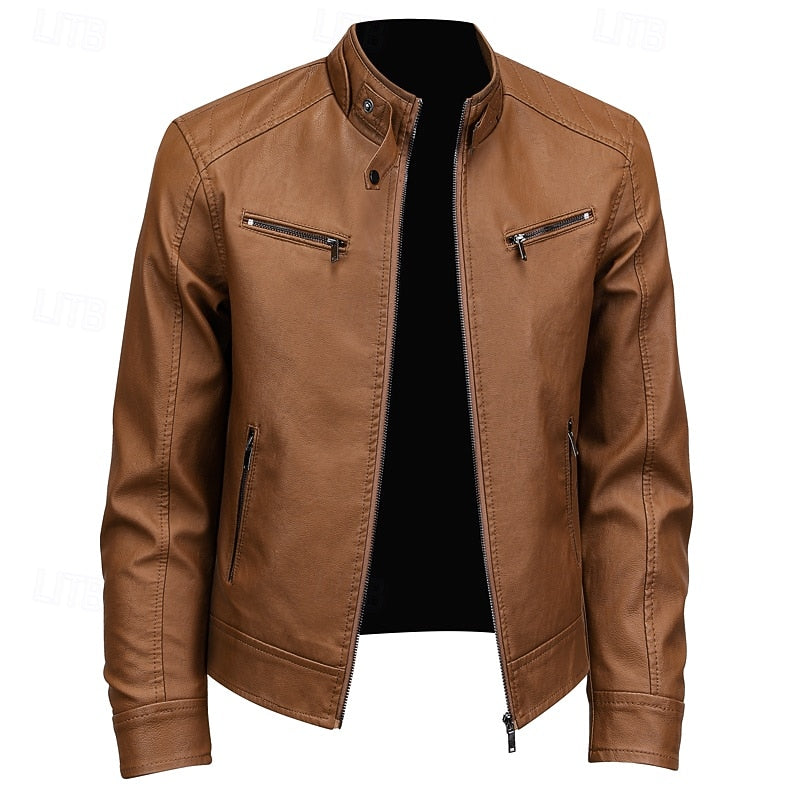 Men's pu leather moto jacket – The Mercer by Huna – view 4