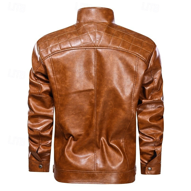 Men's pu leather biker jacket – The Beau by Huna – view 7