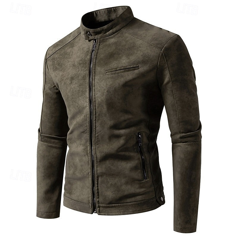 Men's pu leather biker jacket – The Chase by Huna – view 7